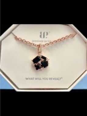 Rose Gold Necklace with Black Cluster Pendant by (unspecified)